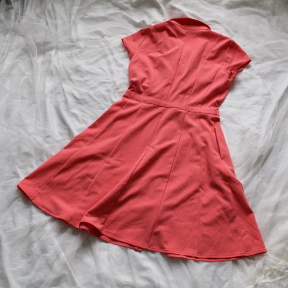 cap sleeve button down fit and flare dress - Picture 7 of 7